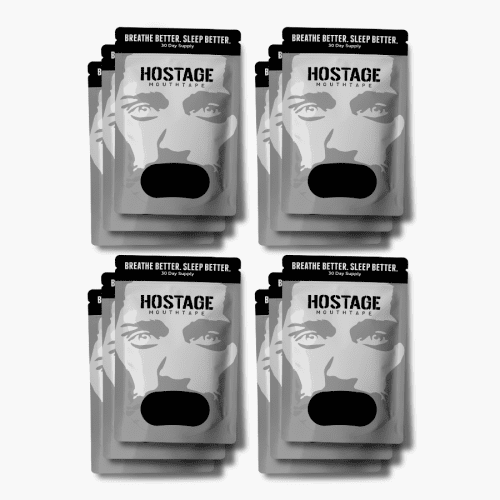 hostage tape 12 month bundle of mouth tape trusted by 100,000+ people and UFC showing that this will stop snoring is beard friendly and is life changing sleep 