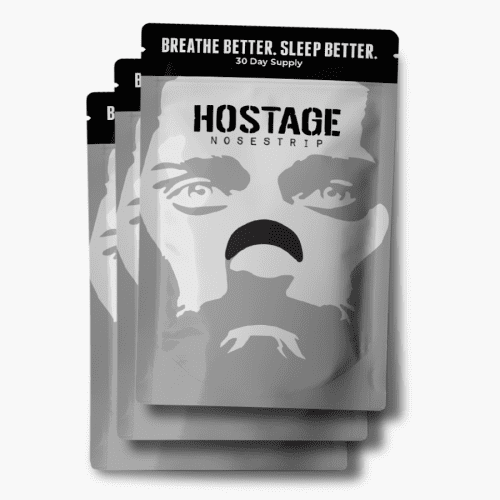 hostage tape 3 month bundle of nose strips with the title of trusted by 100,000+ people and UFC showing extra strength improves nasal congestion and promotes nasal breathing for life changing sleep 