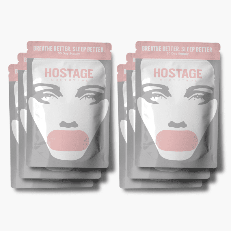 hostage tape 6 month bundle of womens pink mouth tape trusted by 100,000+ people and UFC showing that this will stop snoring is beard friendly and is life changing sleep